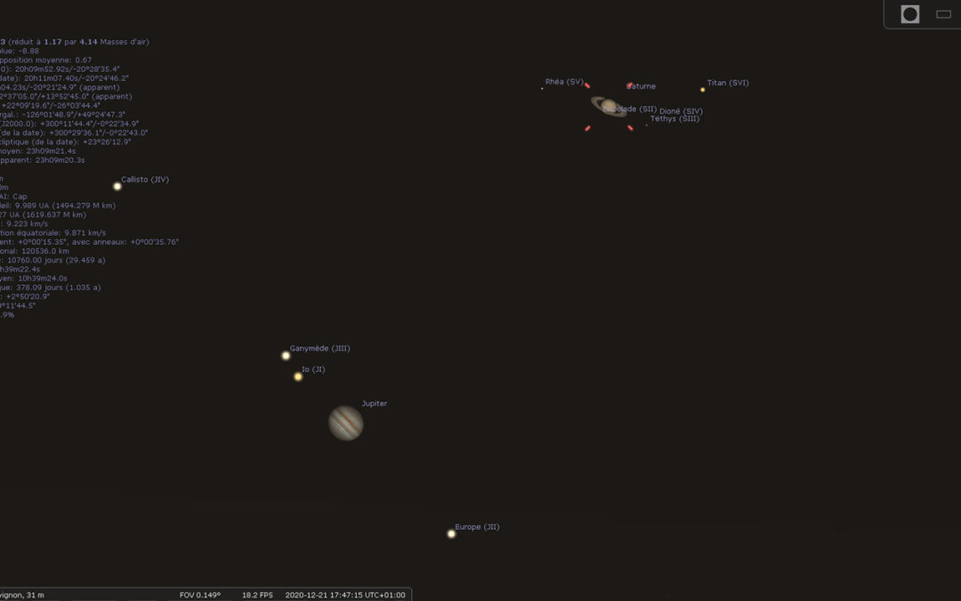 Conjonction Jupiter-Saturne lundi 21 décembre !